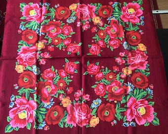 Ukraine Ukrainian RESTORED Floral russian scarf Romanian Wool shawl Bright Unique instance of the collection headscarf headcloth babushka