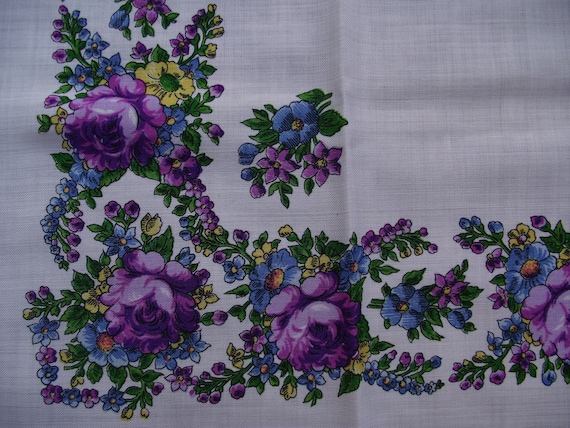 romanian wool shawl Russian scarf Soviet Floral V… - image 3