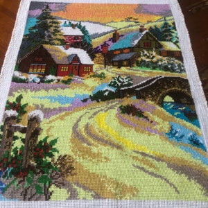 New ready-made embroidered picture Cross stitch Hand embroidery Wall decor Home decor Gift Mountain landscape Mountains river house