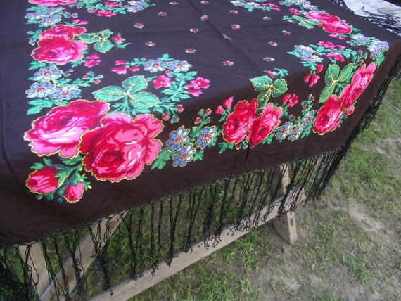 Soviet Floral Shawl Romanian shawl  Ukrainian sha… - image 8