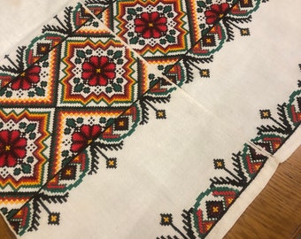 Ukraine Ukrainian antique antique counted cross-stitched towel of the last century geometric pattern Wedding tower