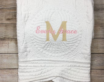 Monogrammed Baby Quilt, Personalized Baby Blanket, Personalized Baby Quilt, Monogrammed Baby Blanket, New Baby, Baby Girl Quilt, Blanket
