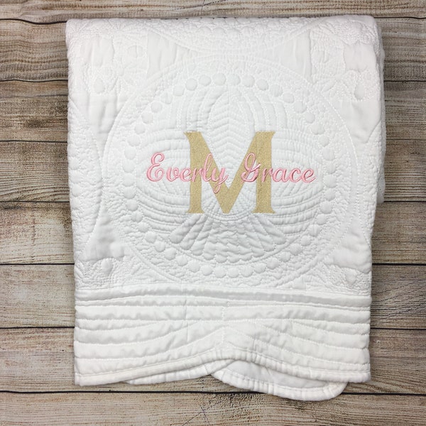 Monogrammed Baby Quilt, Personalized Baby Blanket, Personalized Baby Quilt, Monogrammed Baby Blanket, New Baby, Baby Girl Quilt, Blanket