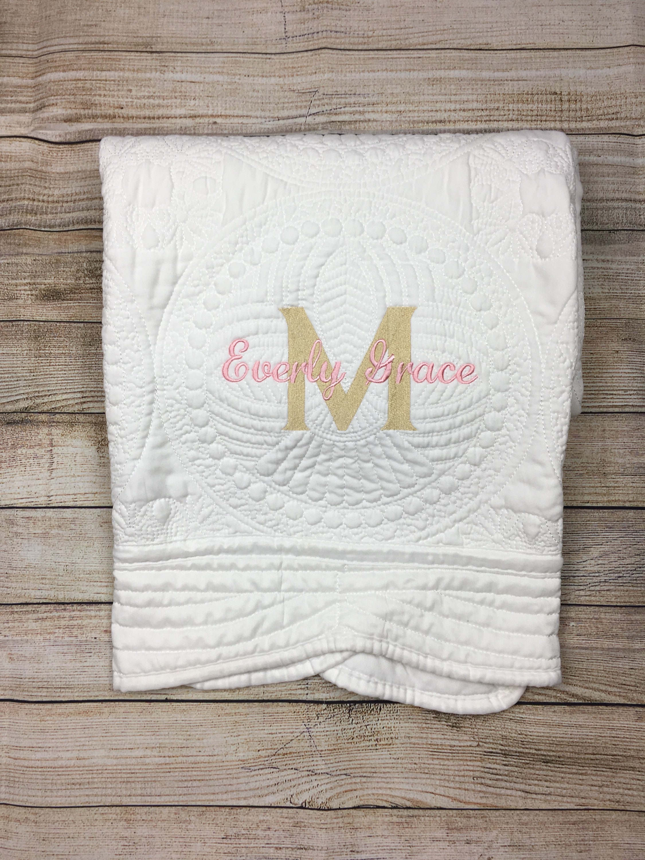 Monogrammed Baby Quilt Personalized Baby Blanket Etsy