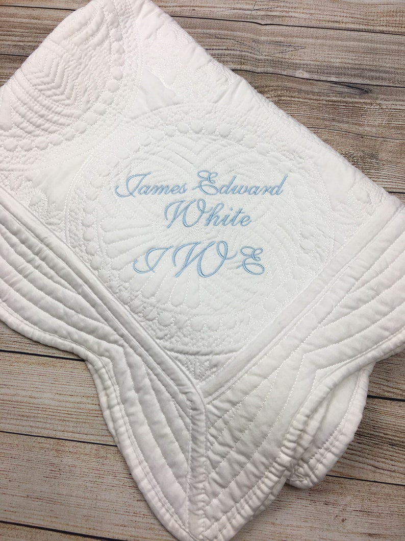 Baptism Quilt Baptism Gift Crucifix Monogrammed Baby Quilt Monogrammed Quilt for Boys Monogram Blanket Personalized Baby Blanket Boy