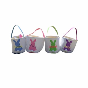 Personalized Easter Basket Girl Easter Basket, Boys Embroidered Easter Basket, Burlap Easter Bunny Basket, Monogrammed Easter Bucket