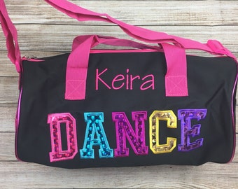 Borsa da ballo per ragazze, borsa da ballo personalizzata per bambini, borsa da ballo scintillante, borse da danza classica Borsone da ballo con monogramma personalizzato