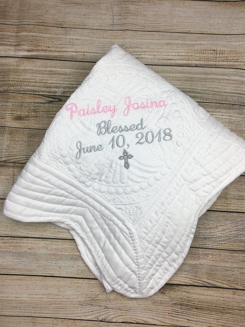 Personalized Baby Blanket Boy Monogrammed Baby Quilt Baptism Etsy
