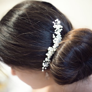 Peine de pelo nupcial, peine de pelo nupcial de perlas y cristal, pieza de pelo de boda, accesorio para el pelo de novia,