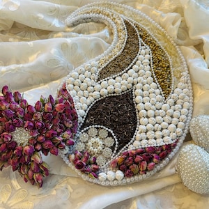 Sofreh aghd set of seven spice tray, rose buds flower, and pearl eggs with rhinestone decoration
