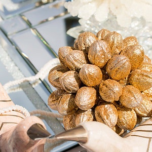 Sofreh Aghd walnut - Decorative Shelled Walnut Centerpiece in Gold or Silver