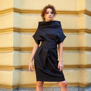 Short Bridesmaid Dress Japanese Dress Little Black Dress Minimalist Dress Prom Dress Midi Dress Black Kimono Dress Elegant Dress Etsy