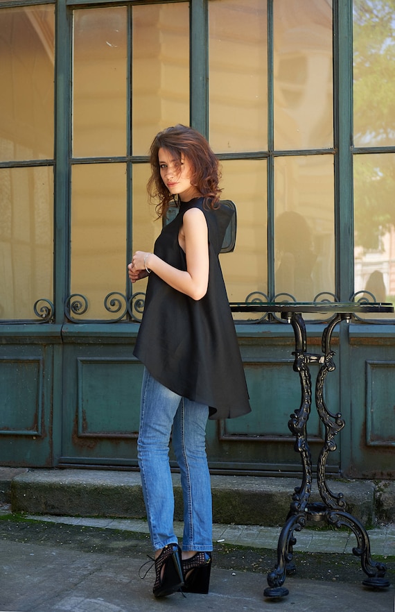 black linen tunic shirt