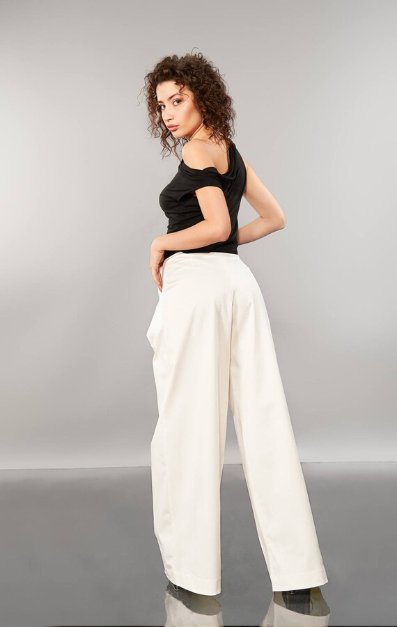Pantaloni bianchi pantaloni palazzo pantaloni autunnali | Etsy Italia