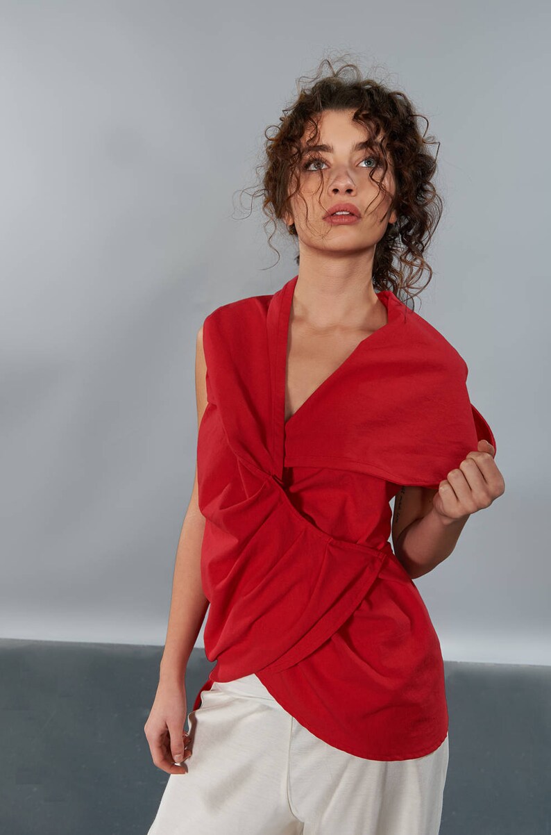 Open Back Top Red Hoodie Red Riding Hood Cape Halter Top Etsy