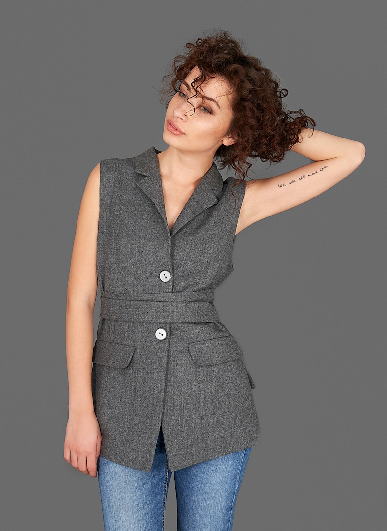 Womens Suit Vest Plus Size Vest Sleeveless Vest Collar Top Etsy