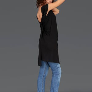 Black Top, Sexy Top, Open Back Top, Cocktail Top, Tunic Top, Plus Size Blouse, Drape Top, Off Shoulder Top, Asymmetric Top, Black Blouse, image 2