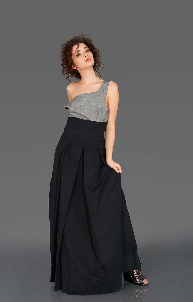 Long Black Skirt Plus Size Skirt High Waist Skirt Black Etsy