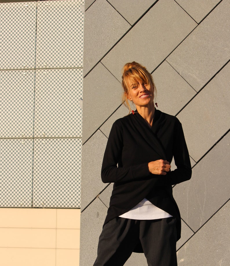 Black Wrap Jacket: Fitted Cardigan, Womens Sportswear
