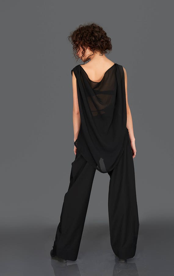 sheer black plus size top