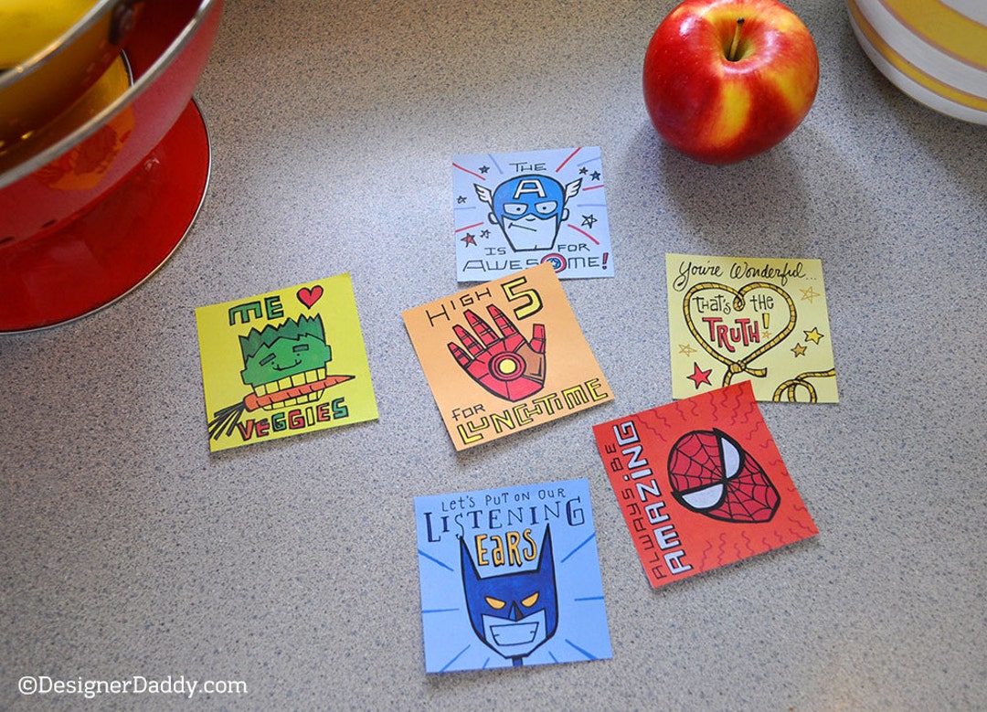 Superhero Lunch Notes Coloring Page Instant Download Vol. 1: Back to ...