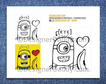 Minions Lunch Note + Coloring Pag - instant download