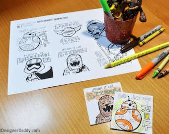 Superhero Lunch Notes Coloring Pages - instant download - Vol. 2: Star Wars!