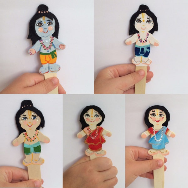 Puppets Krishna toys - krsna balaram radha puppet dolls for little shows with kids