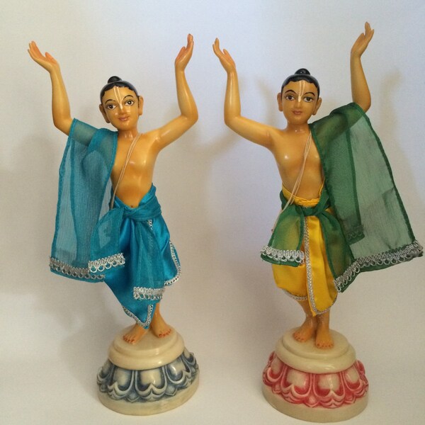 Offer your Deity Garments soft silk ready made set of NitaiGaur deity clothes this appearance day - happy murti dress