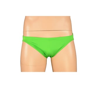 Mens UNLINED Bright Green Low Cut Swim Brief, Australian Made, Bathers Beachwear Surf Wear Swimwear Swimsuit Trunks, Diving Swimming Surfing