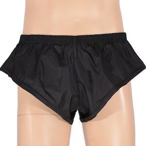 Mens Black Nylon Taffeta Booty Shorts - Australian Made