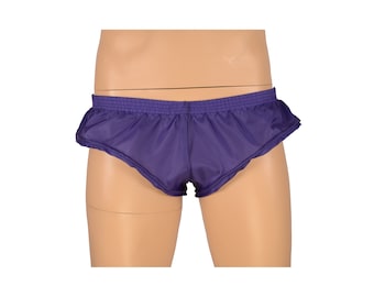 Mens Purple Polyester Tooty Booty Short Shorts, Australian Made, Gym Summer Wear Clothing Pants Muscle Running Sports Beach Street Home