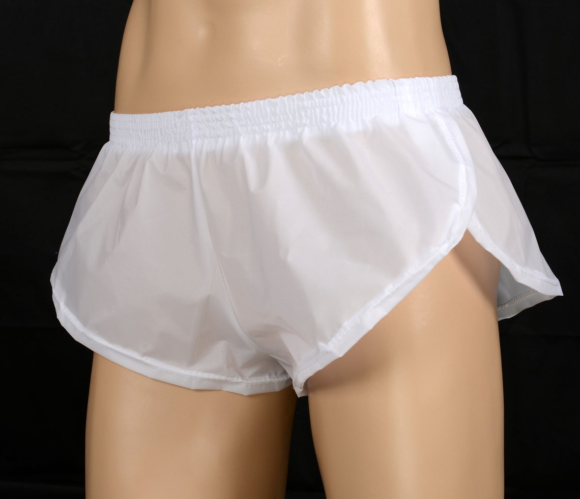 Mens White Sheer Nylon Taffeta Sprinter Shorts Australian Etsy