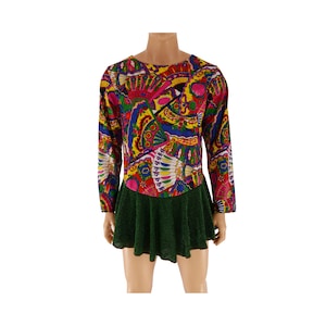 Men&#39;s XXL Skirted Leotard: Multi-Colour Sparkle, Acro Dance Costume