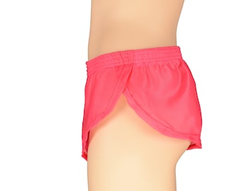 Mens Hot Pink Polyester Sprinter Shorts, Australian Made, Dance Gym Jogging Mardi Gras Muscle Running Sprinter Sports Track Yoga