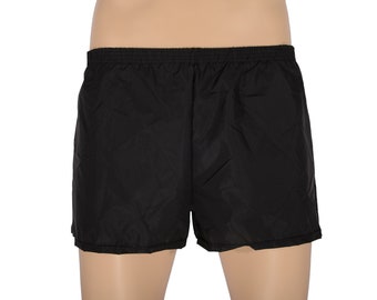 Mens Black Nylon Taffeta Shorts - Australian Made