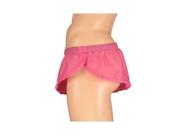 Short de sprinter en polyester rose musqué pour homme, fabriqué en Australie, danse, gym, jogging, mardi gras, course à pied musculaire