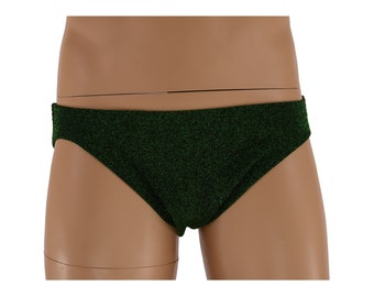 Hommes UNLINED Green Sparkle Swim Brief, Fabriqué en Australie, Dance Dancewear Beachwear Maillot de bain Maillot de bain Trunks Undies Sous-vêtements