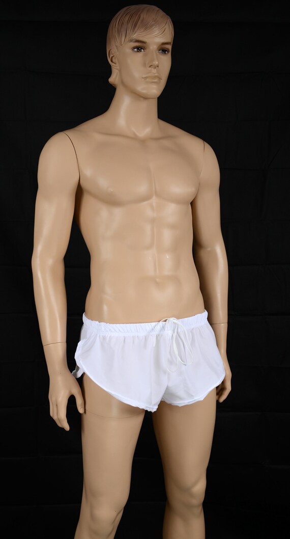 Pantalones cortos sprinter de poli ster blanco para hombre con