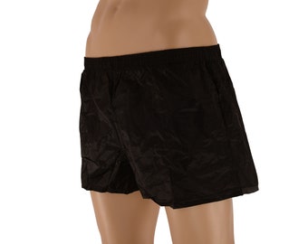 Mens Black Ripstop Nylon Square Cut Shorts - Australian Made