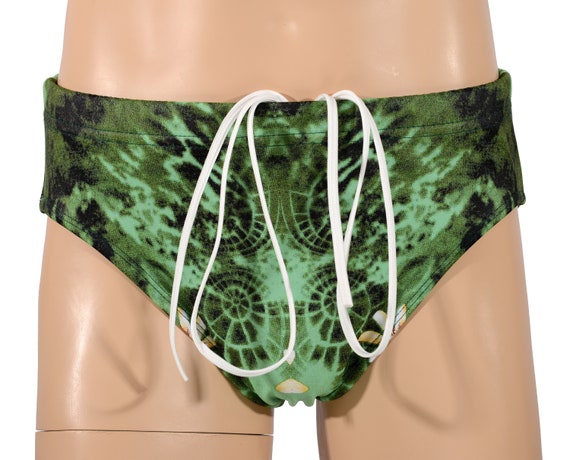 Mens Floral Print High Cut Swim Brief 