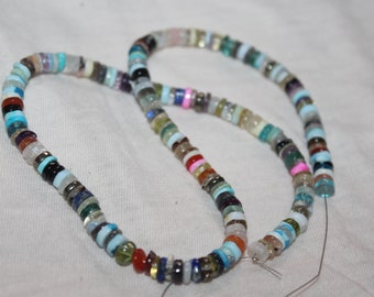 Cuentas de rueda de gemas de disco de mezcla de calidad AAA, cuentas de 4 a 6 mm, rueda de gemas de mezcla natural, cuentas de rueda lisas, cuentas Heishi, collar de gemas,