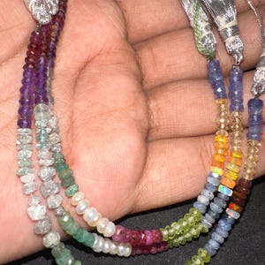 12 Stone In 1 Strand Garnet, Amethyst, Aquamarine, Diamond, Emerald, Pearl, Ruby, Peridot,Blue Sapphire,Ethiopian,Yellow Sapphire, Tanzanite