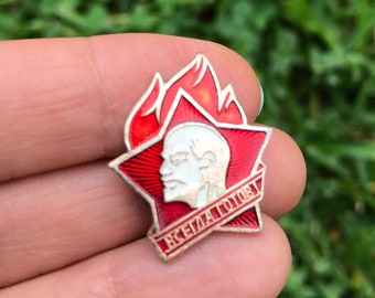 Lenin Pin Vintage Russian Soviet Pioneer Pin Socialist Leader Lenin Soviet Red Star USSR Vintage Pin History Lenin Communism Unique Pin