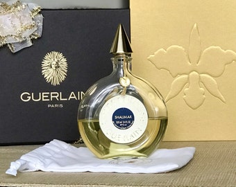 Guerlain Shalimar Eau De Cologne Veritable Round Bottle 3.4 Oz 100 ml 50% Full Vintage 1970s French Parfum Perfume in Pouch Gift Collectors