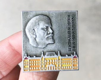 Vintage Pin Lenin Pin Soviet Russian Revolution Pin Silver USSR Badge Collectible Pin Badge Lenin Museum pin soviet era pins