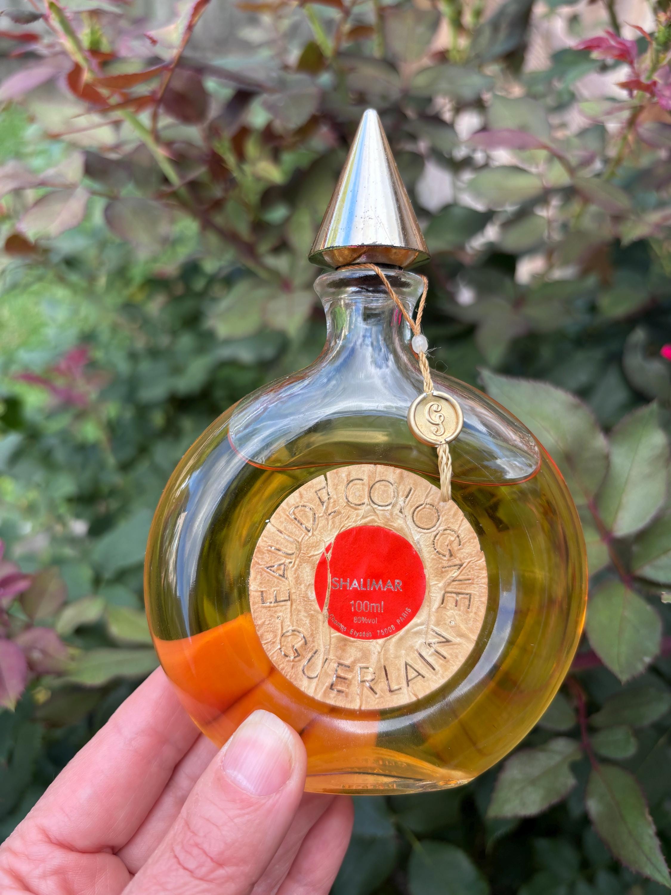 Vintage Guerlain Shalimar Eau De Cologne 3.4 Oz Round Bottle With 