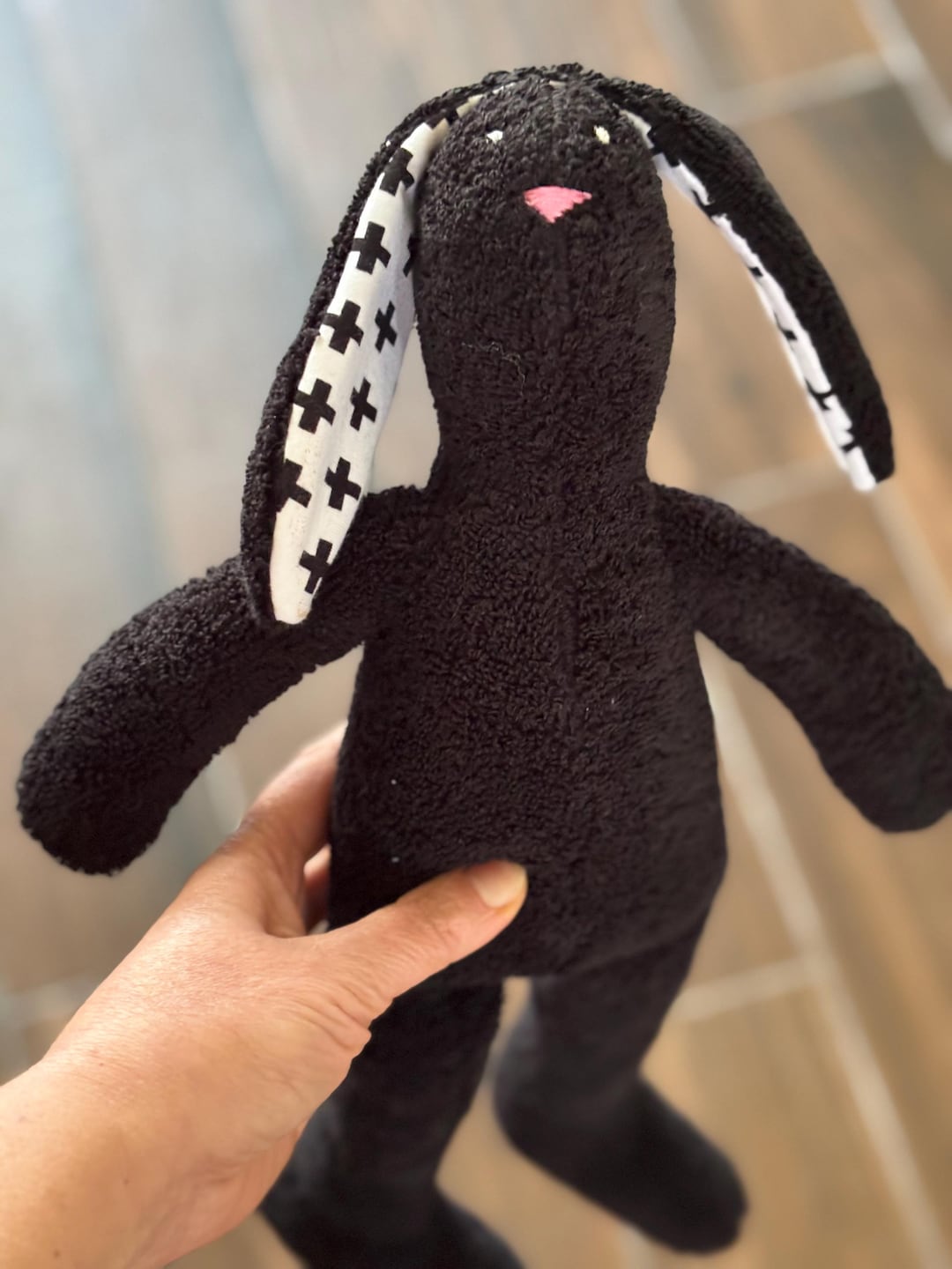 Stuffed Black Rabbit Black Stuffed Bunny Soft Terry Cloth Softie Plush Rabbit Hare Toy Baby ...
