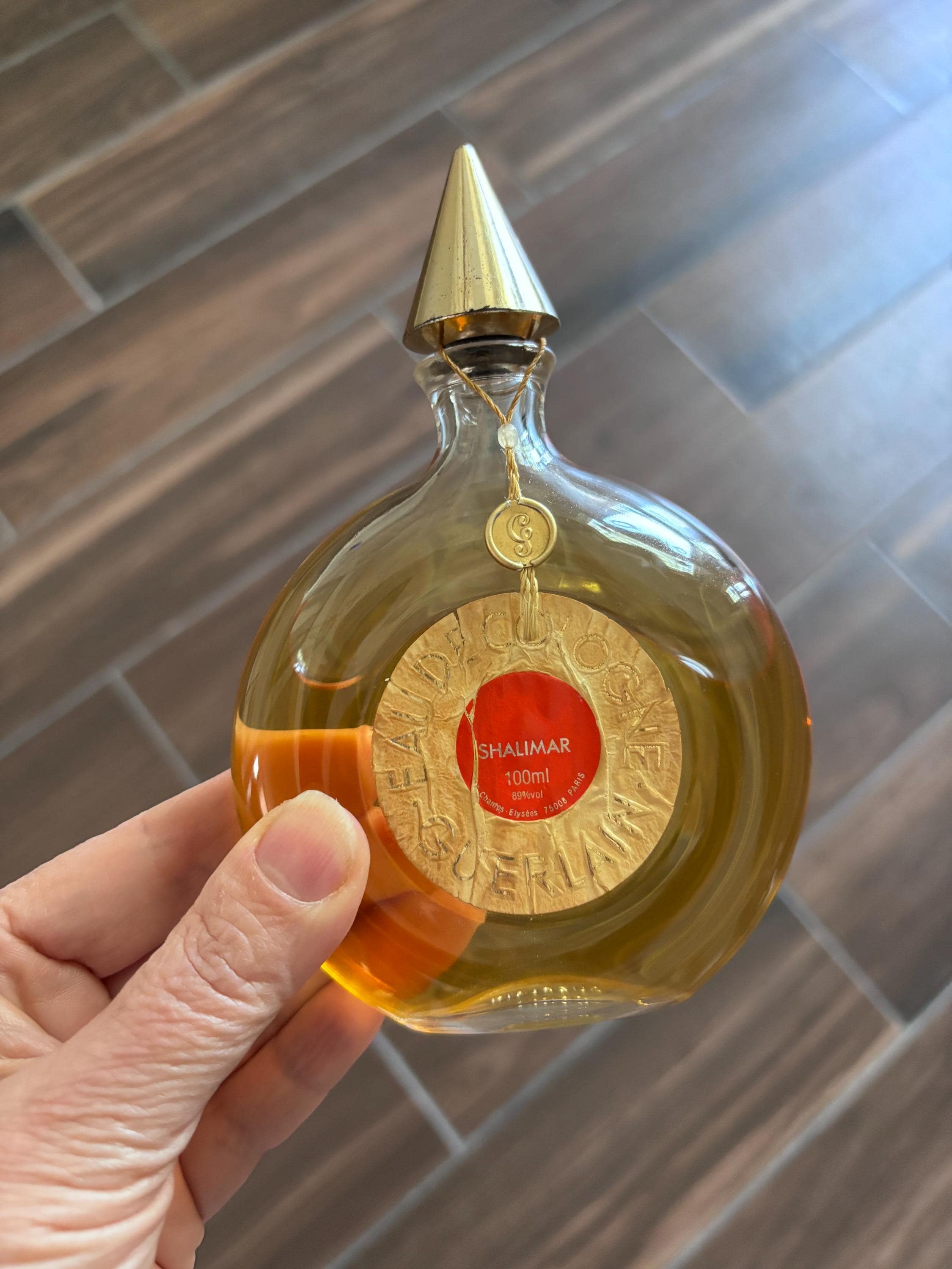 Vintage Guerlain Shalimar Eau De Cologne 3.4 Oz Round Bottle With