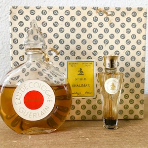 Guerlain Shalimar 1950s Veritable Gift Set 1 3/4 oz 52 ml Eau De Cologne & 1/4 oz Extrait in Box Vintage French Perfume Gift Collectors